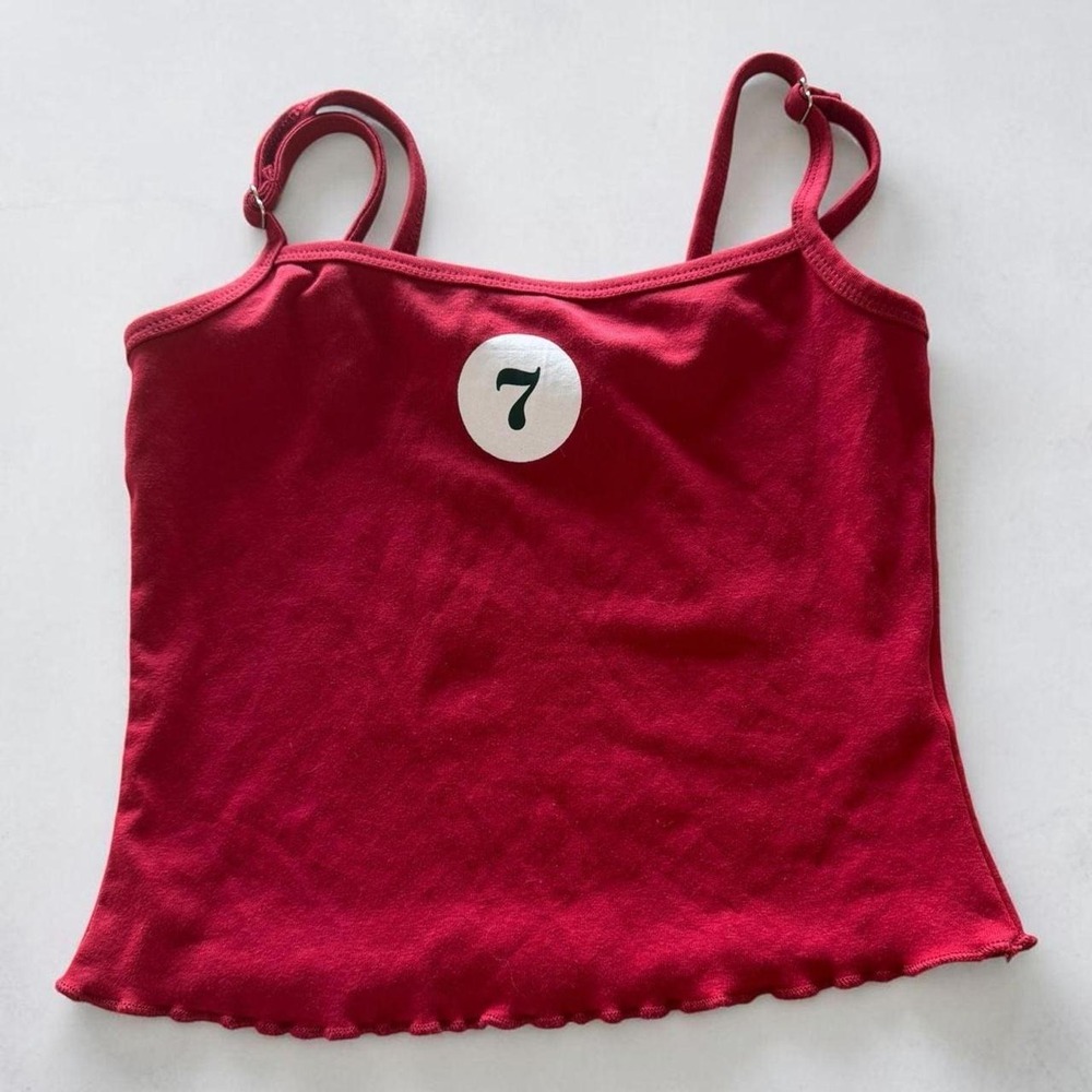 Edikted No. 7 Pool Ball Red Lettuce Edge Cami Top